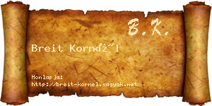 Breit Kornél névjegykártya